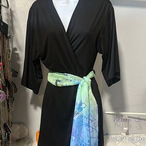 No.178 Secret Treasures Black Mini Dress with Bird Sash